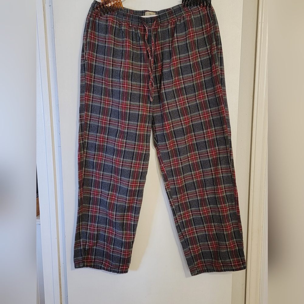 L.L. Bean red Plaid Flannel pajama bottoms Streetware XL retail 59